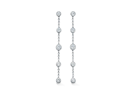 CZ Studded Long Chain Earring with Rhodium Plated